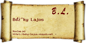 Béky Lajos névjegykártya